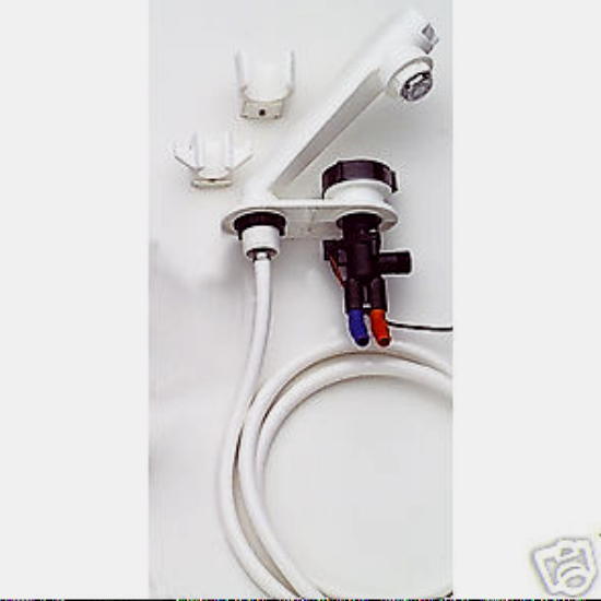 Wasserhahn Mischer k/w v. Keller UT Dusche Brause ausziehbar cremeweiß 300f206-1